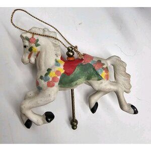 Vintage Porcelain Horse Christmas Tree Ornament Equestrian Carousel Horse